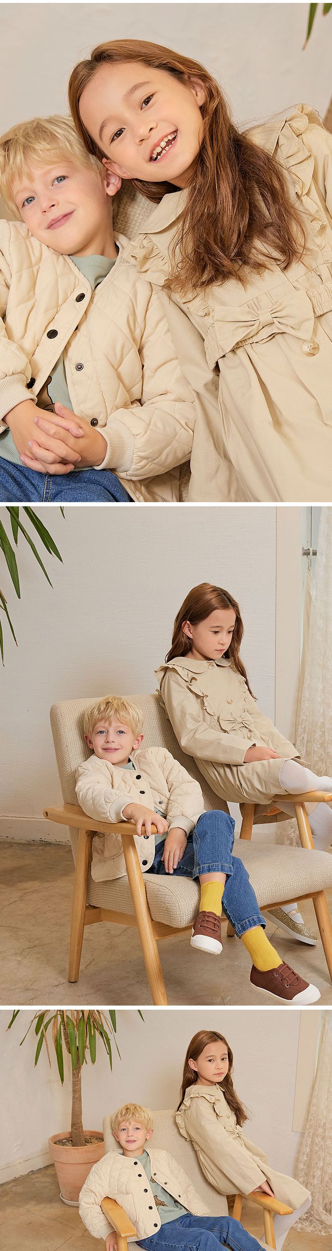 韓國 OZKIZ - 氣質裝飾腰帶長版風衣外套-卡其