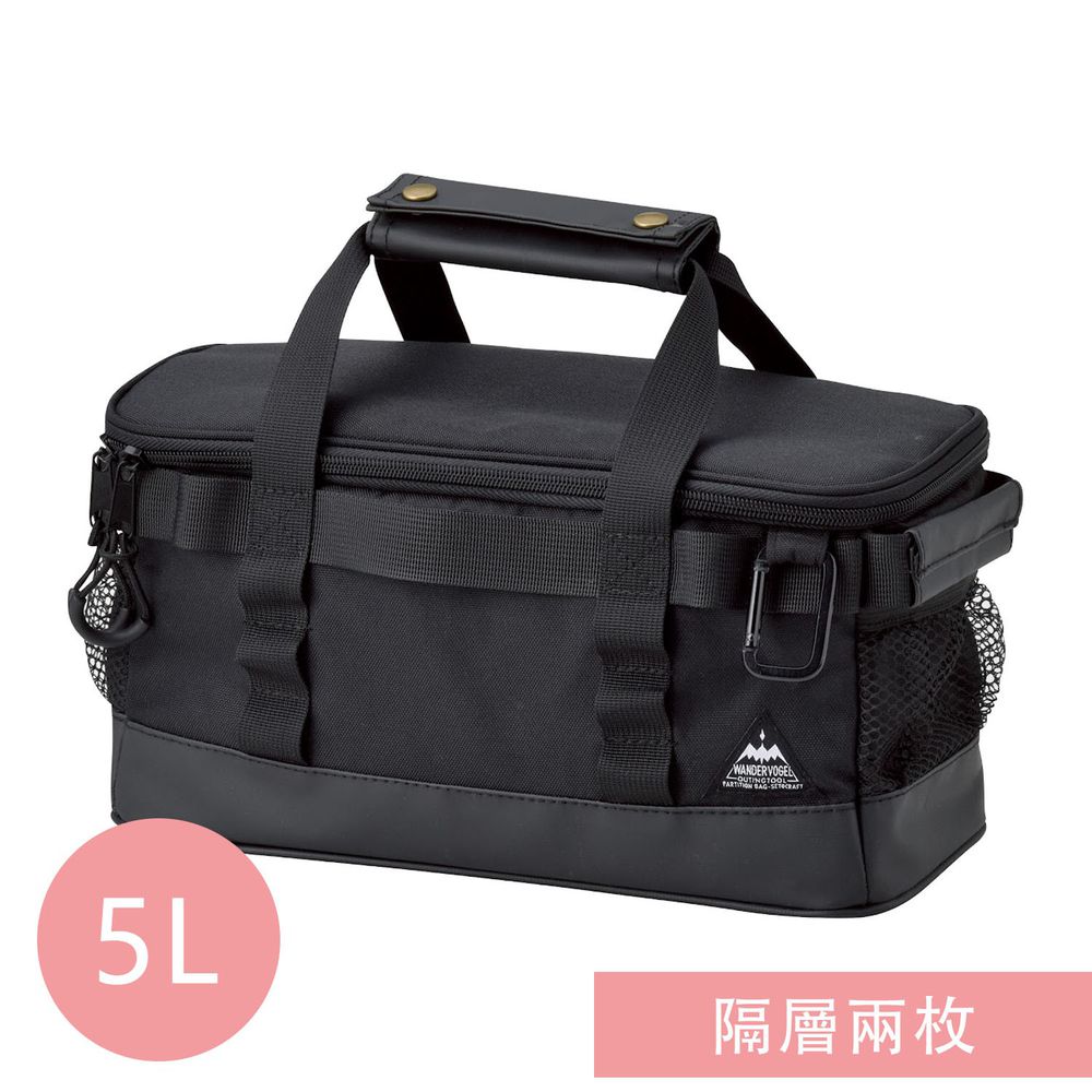 日本 Seto Craft - 露營風 方形保溫保冷提袋(附隔層*2)-黑 (S(29x12x14cm))-5L