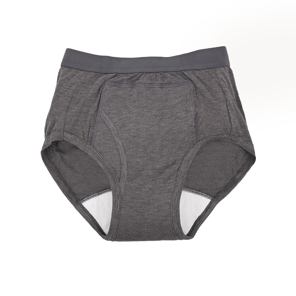 2件組-男用白竹炭紗防漏尿保潔內褲(50cc輕失禁適用)-深灰