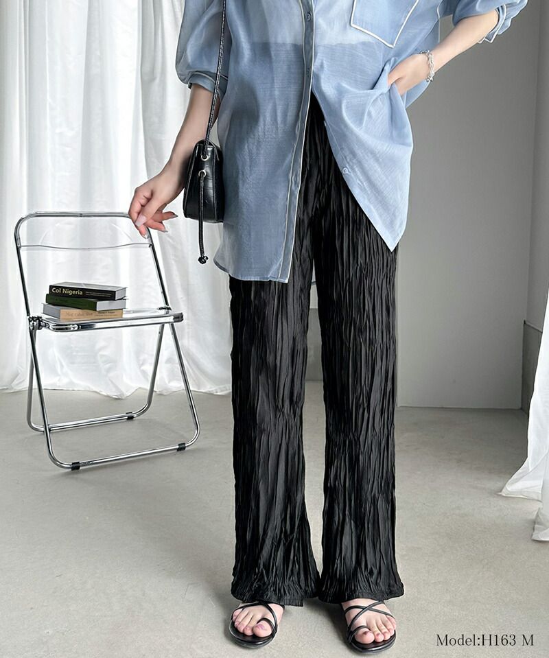 日本 Classical Elf - 低調光澤感楊柳垂墜寬褲-深灰