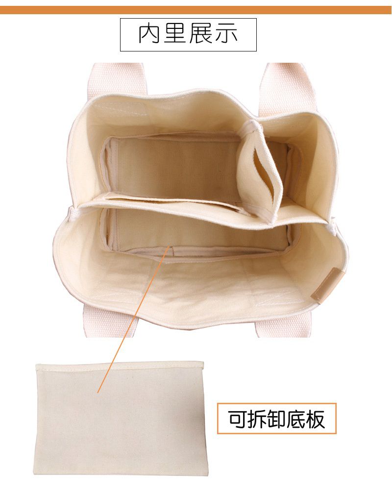 加厚大容量帆布手提包/便當袋-深藍色 (23x15x21cm)