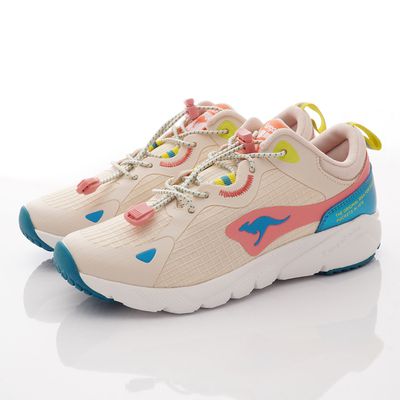KangaROOS - 美國袋鼠鞋女段束口設計 防潑水跑鞋-運動鞋-米