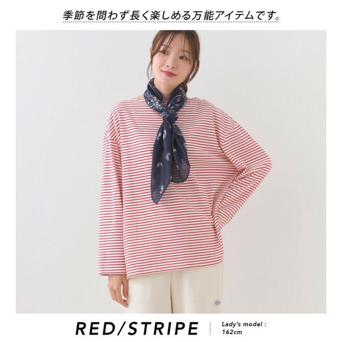 日本 OMNES - 100%棉 經典款細條紋長袖上衣-黑底白條紋