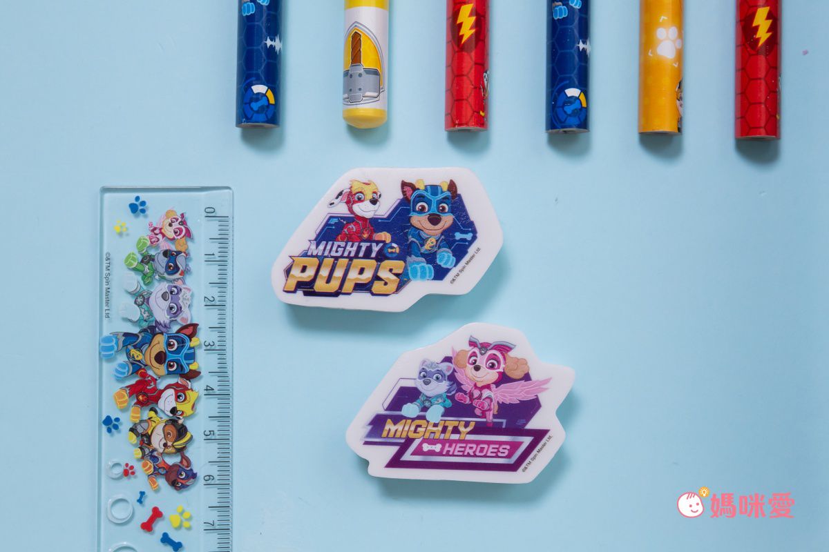 汪汪隊立大功 - 鉛筆盒套組(鉛筆盒*1+三角鉛筆*6+造型橡皮擦*2+洞洞尺*1+雙孔削筆器*1) 贈 防水姓名貼*2