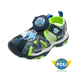 POLI 波力救援小英雄 - POLI 童鞋 護趾電燈涼鞋 POKT46076-鞋頭包覆防撞防踢-藍綠-(寶寶小中童段)