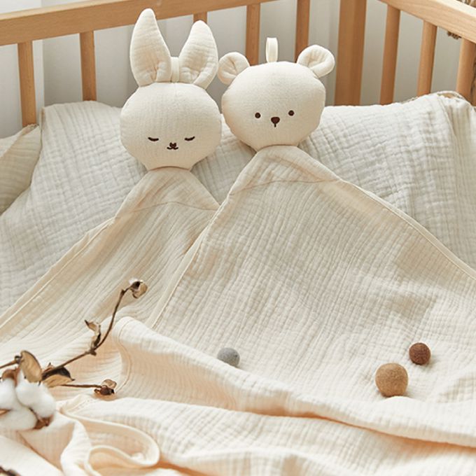 正韓Hello HiZoo - 多功能純棉三層紗安撫毯/浴巾/紗布巾/咬咬巾/口水巾/安撫巾-熊熊