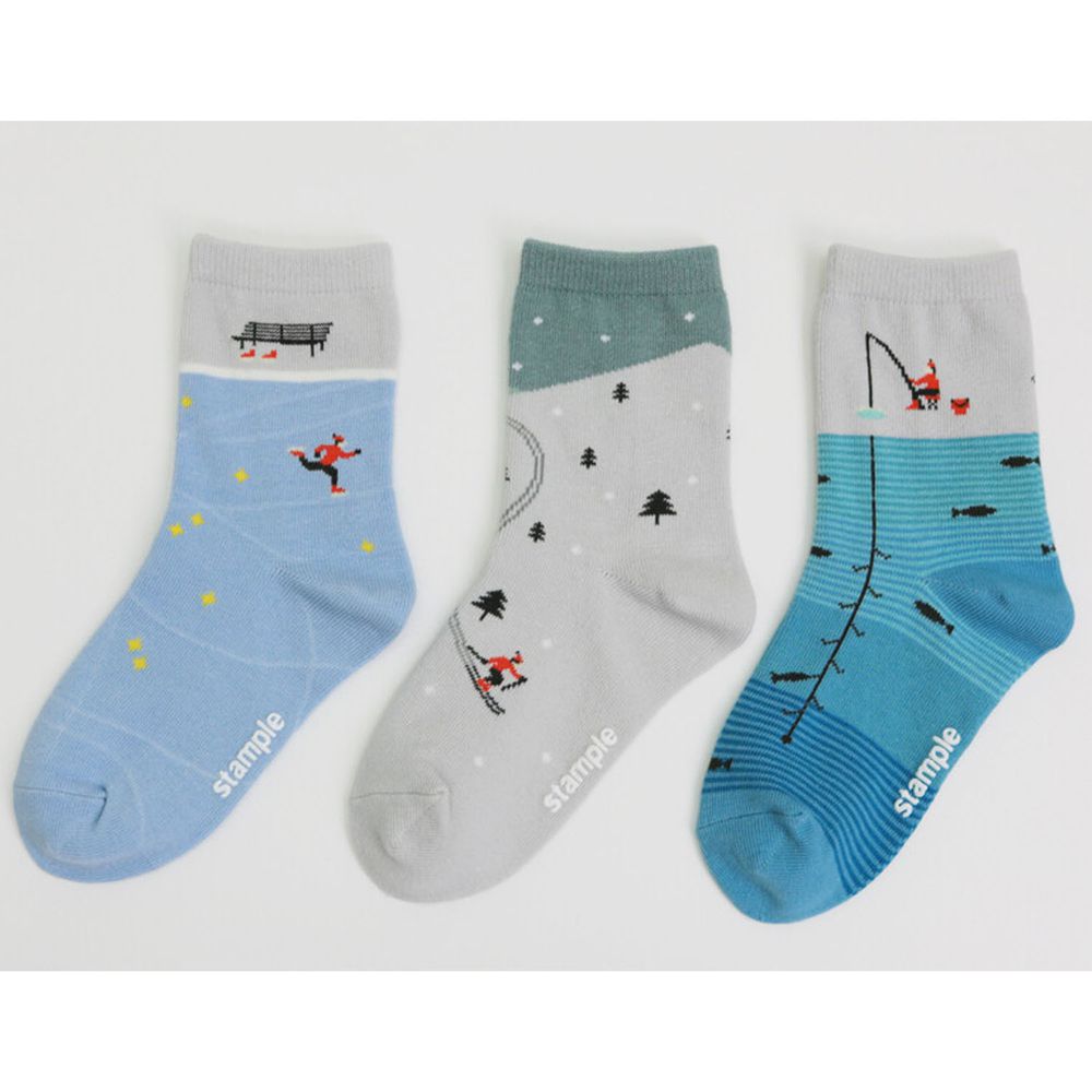 日本 stample - (親子)中筒襪-超值三雙組-溜冰/滑雪/冰釣