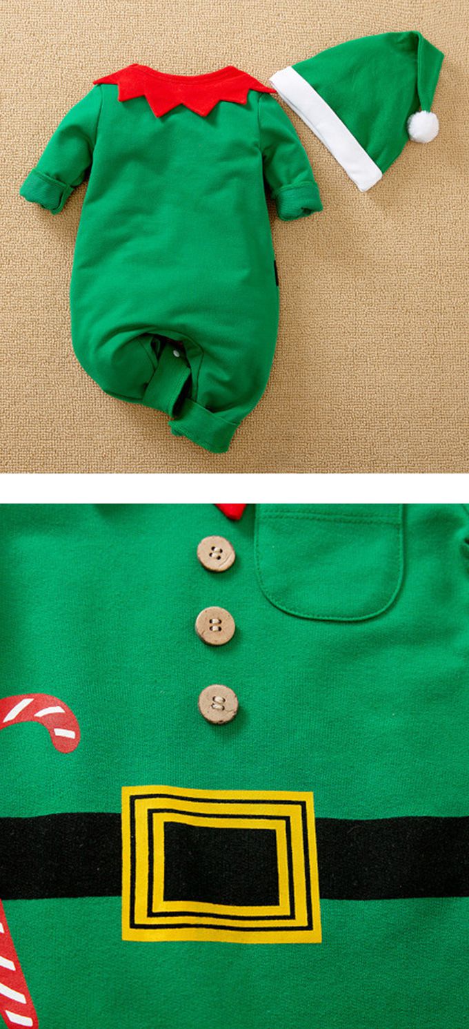 JoyNa - 聖誕節裝扮造型 寶寶連身衣 包屁衣-綠精靈