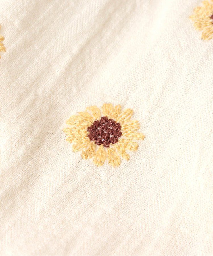 日本 apres les cours - 質感刺繡印花無袖上衣-向日葵-米白