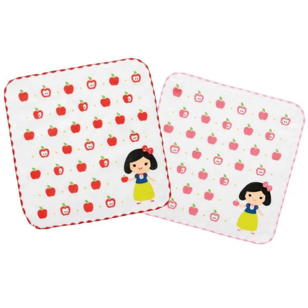 貝柔 Peilou - 童話抗菌紗布小方巾-白雪公主-粉紅+紅色 (26x26cm)-6入組