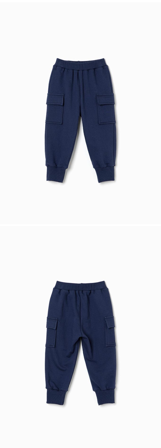 韓國 OZKIZ - 鬆緊腰側邊大口袋縮口長褲-象牙白