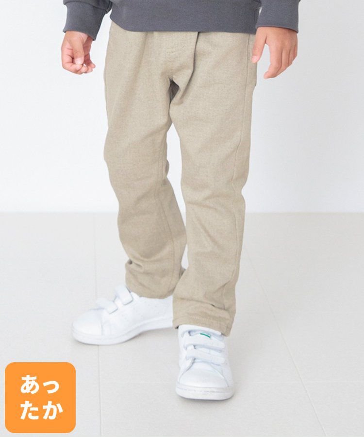 日本 BREEZE - 內刷毛輕量彈力直筒長褲-酒紅