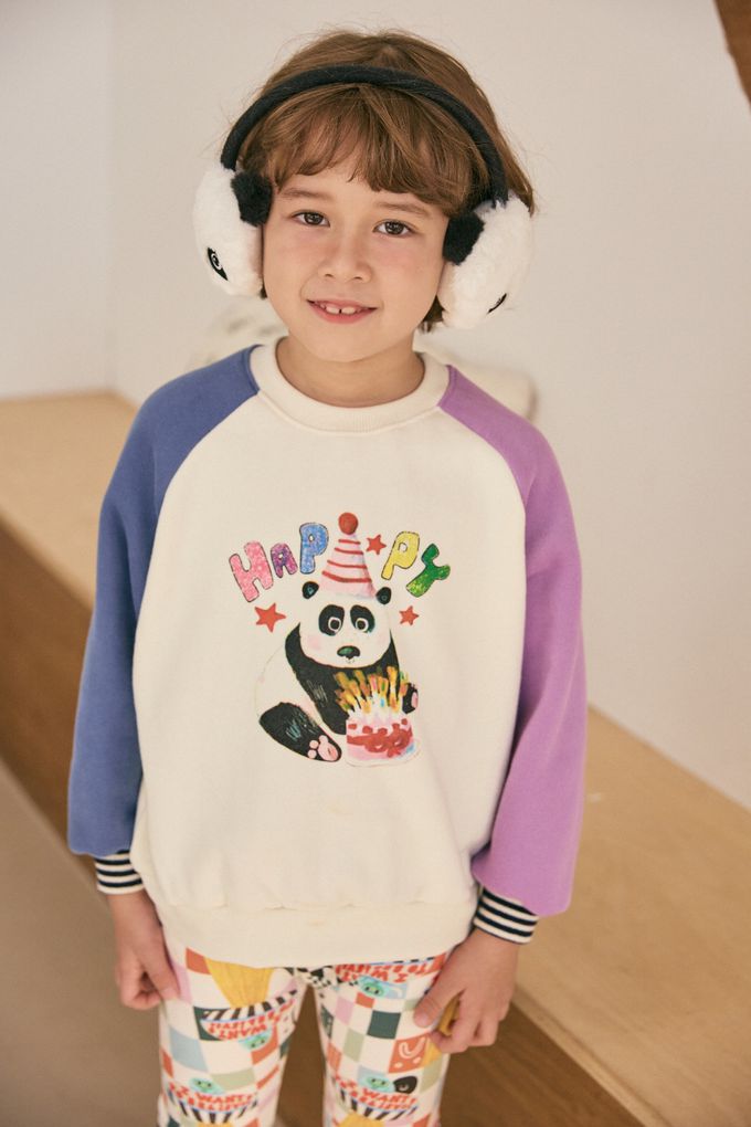 韓國 Mimico - (內磨毛)鬆緊腰彈力內搭褲-格子飛行船-橘底