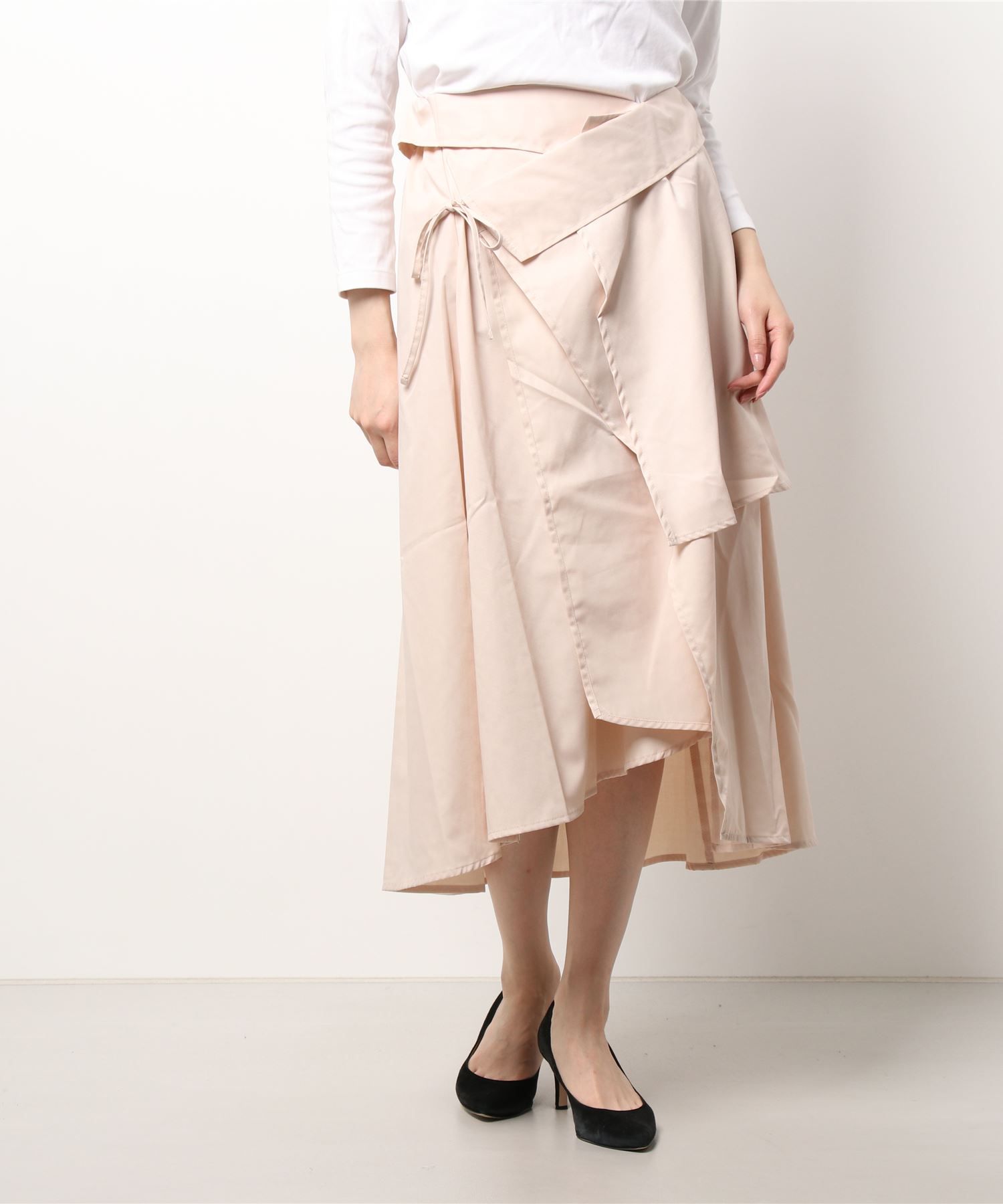 日本 Riche Glamour - 不規則剪裁長裙-褐