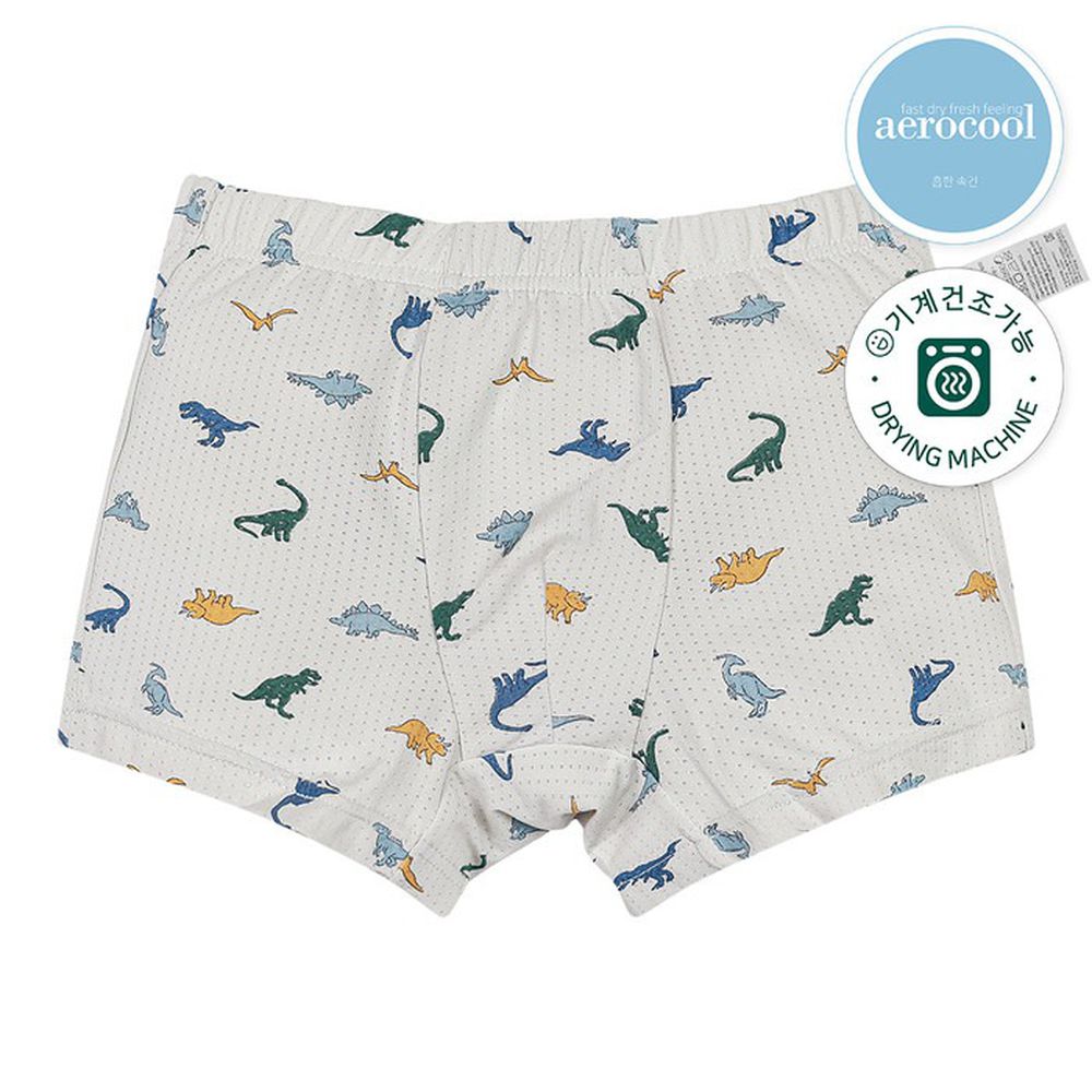 aerocool 涼感快乾洞洞四角褲(男寶)-恐龍世界-灰
