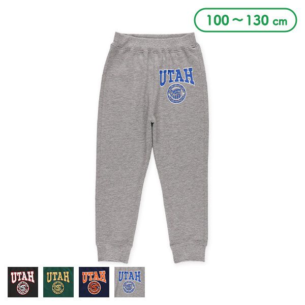 日本西松屋 - 休閒感百搭縮口褲-美式logo-淺灰