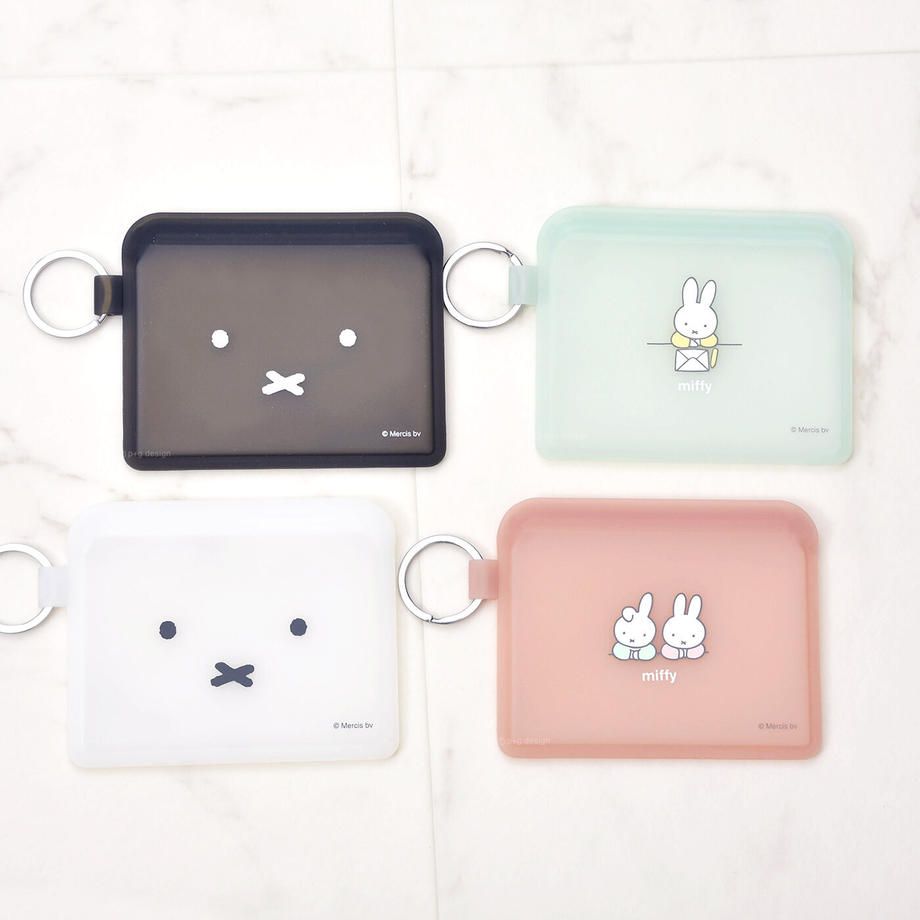 日本P+G design - 米飛透明矽膠小物收納包/卡片收納-米飛臉-白