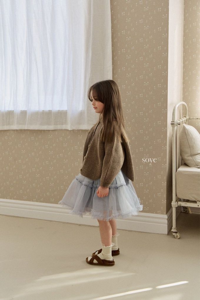 韓國 soye - 夢幻蕾絲層次拼接蓬蓬裙-灰藍