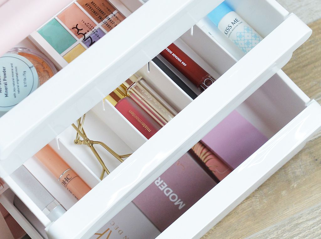 PICKup - 三層內衣/襪子分格抽屜收納櫃(2低1高抽)-DIY-粉紅