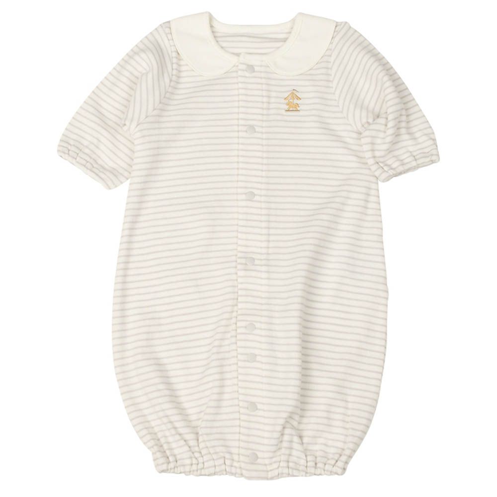 長袖連身衣腿部寬鬆款-旋轉木馬-象牙白色 (50~60cm)