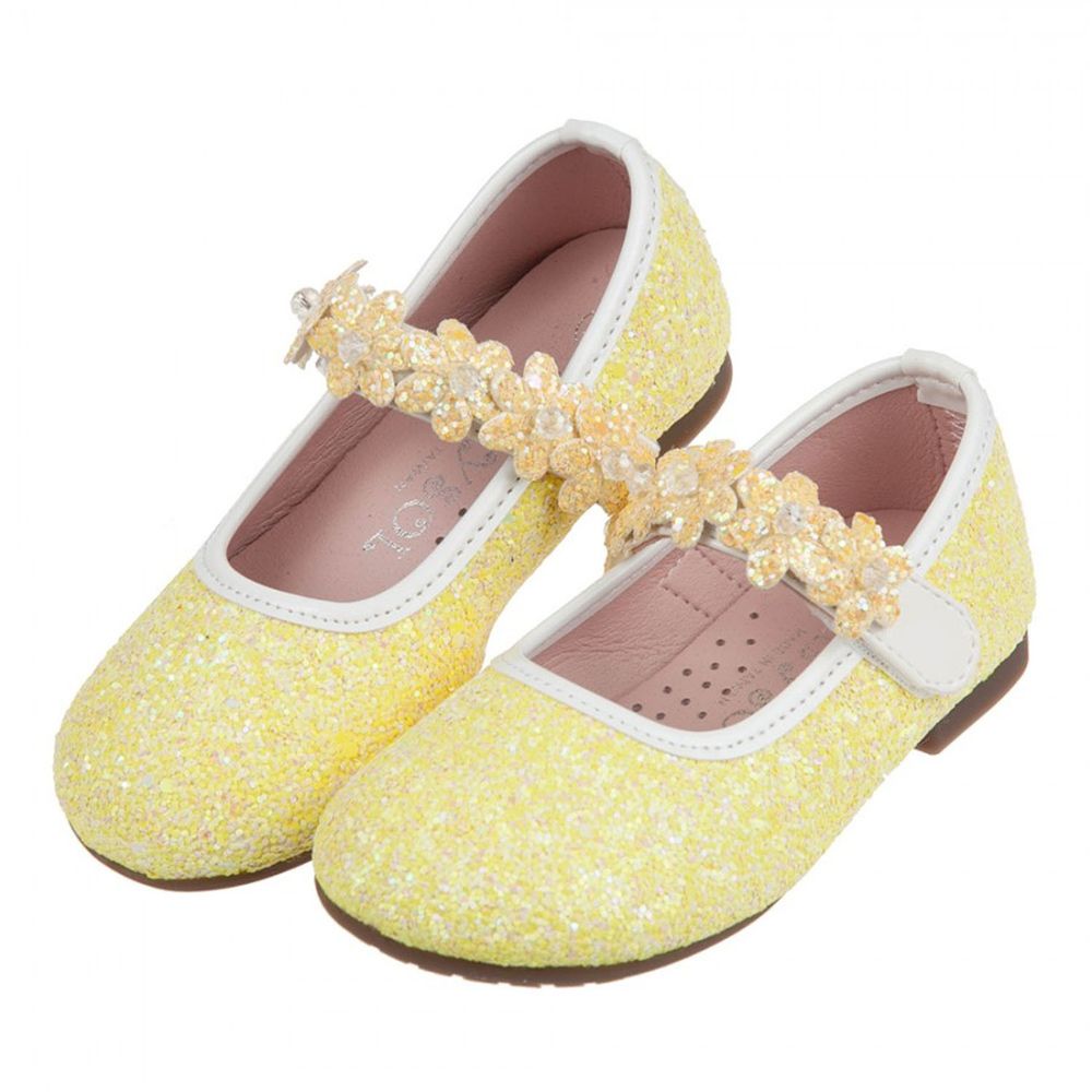 台灣製造 - 閃亮花舞黃色兒童公主鞋