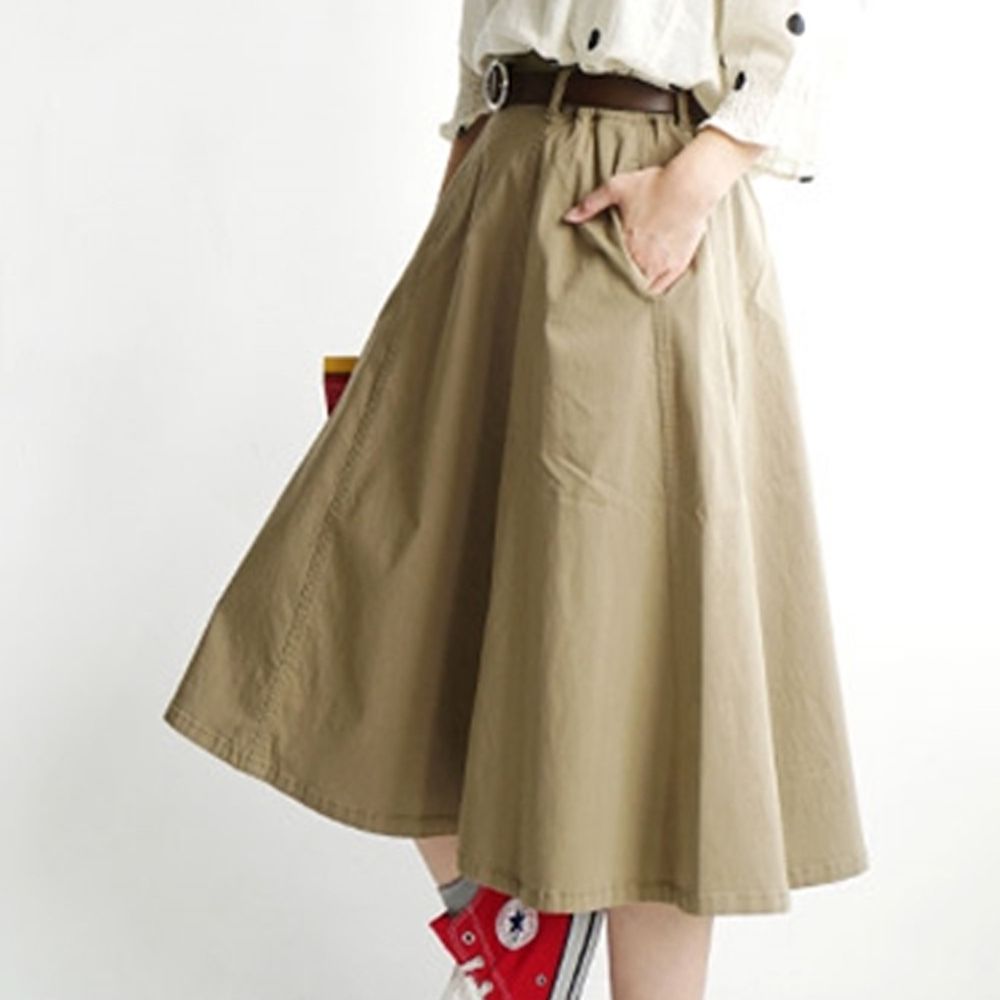 日本 zootie - (剩L)Air Skirt 輕薄彈性傘狀長裙-深杏褐