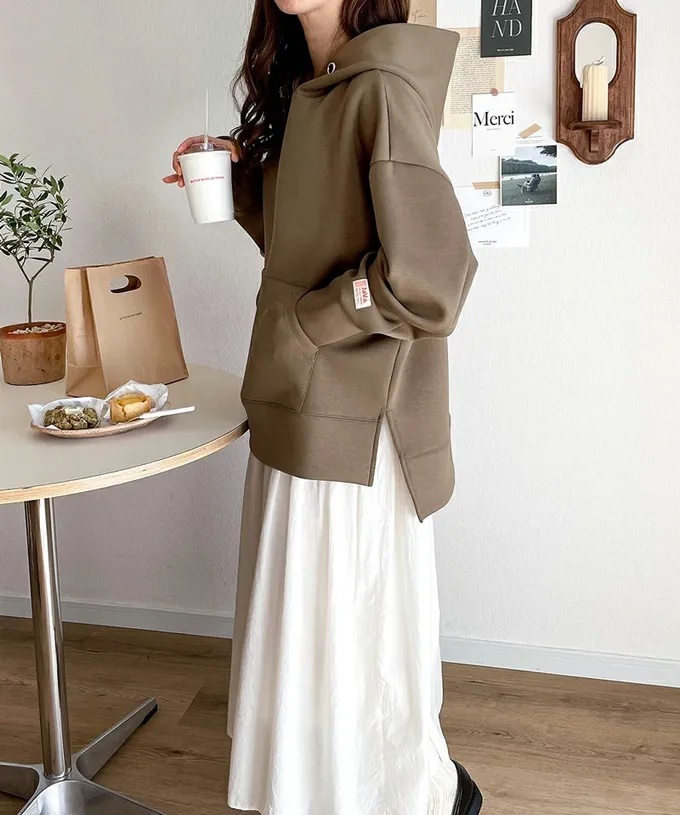 日本 Classical Elf - Java 舒適空氣棉長袖帽T-煙燻藍