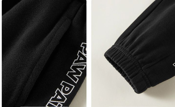 卡通汪汪隊棉質束口運動長褲-卡通人物毛毛+英文字-灰色