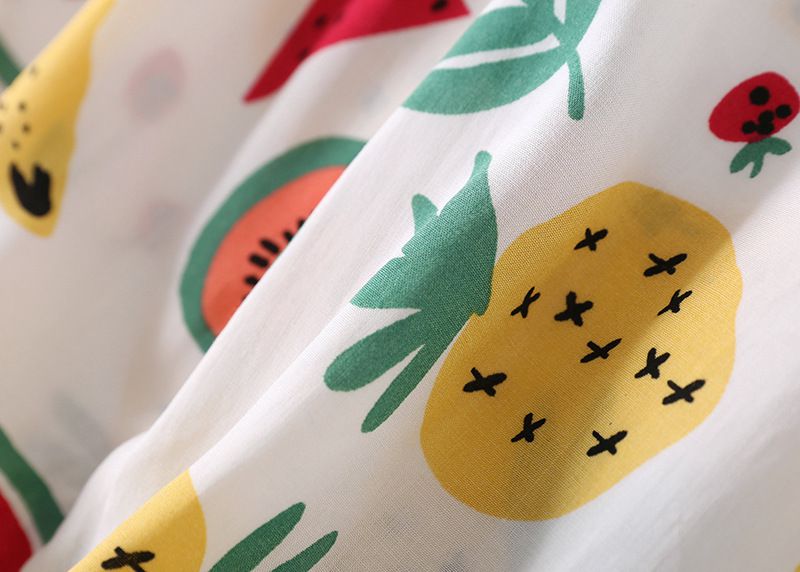 甜美荷葉邊背心洋裝-滿滿水果-白色