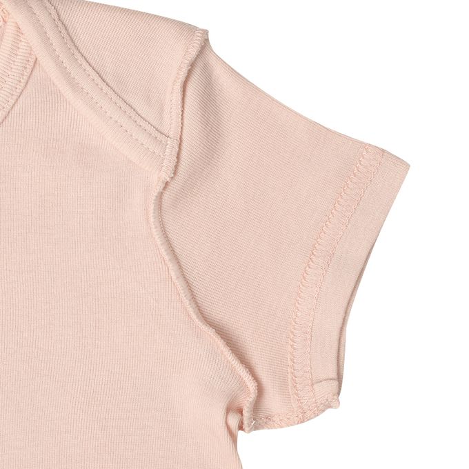 akachan honpo - 短袖有機包屁衣2件組-套頭式-粉紅色