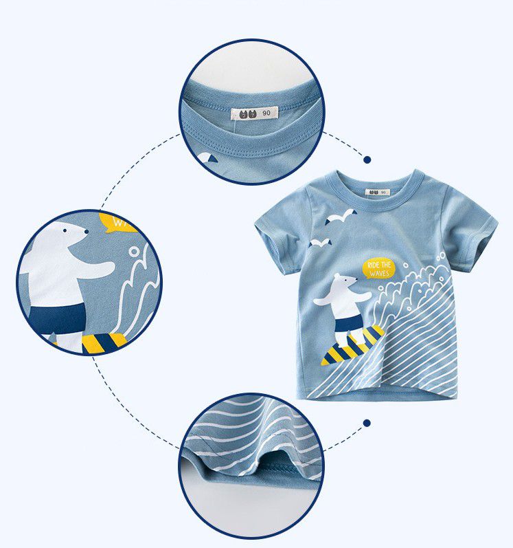 短袖棉T-衝浪北極熊