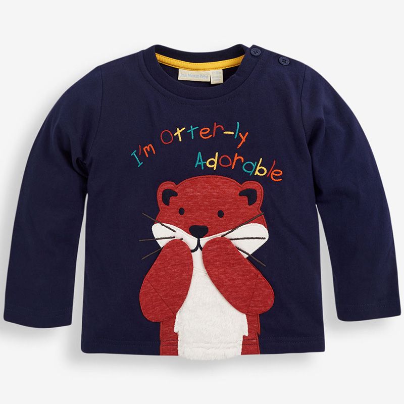 英國 JoJo Maman BeBe - 嬰幼兒100%純棉長袖上衣-可愛水獺 (2-3Y)