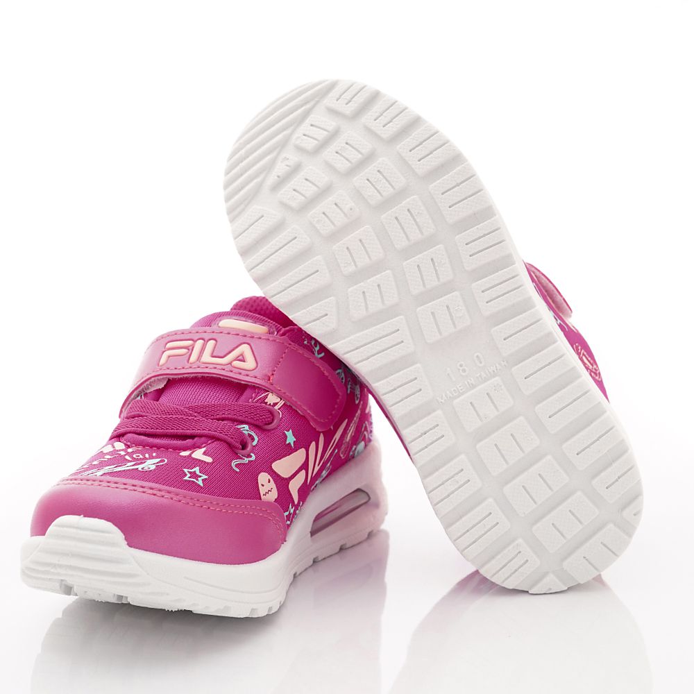 FILA - 半氣墊彈力印花運動鞋(中大童段)-桃