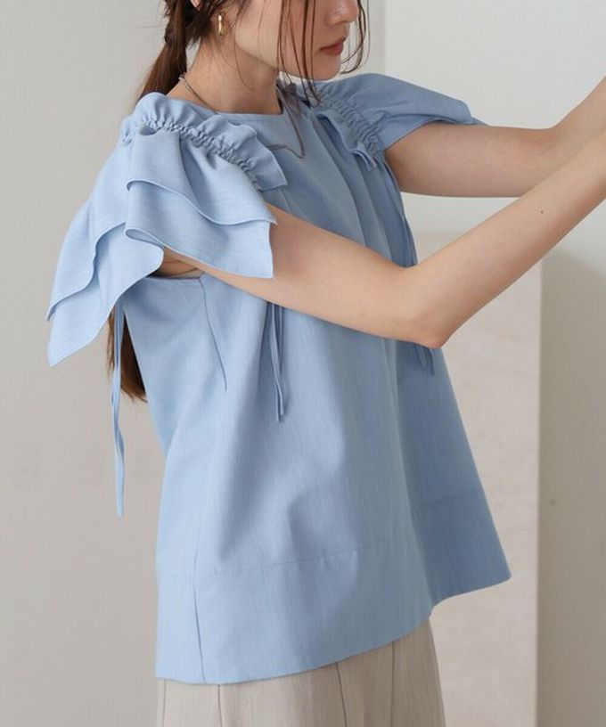 日本 Bab - 浪漫層次感荷葉短袖上衣-卡其杏 (M)