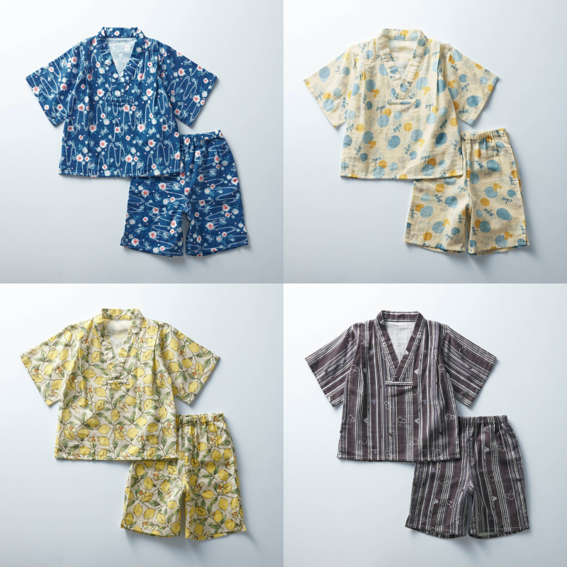 日本千趣會 - 迪士尼純棉甚平/家居服-(小孩)米奇流線-灰