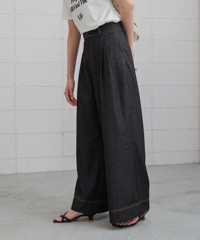 日本 Bab - 簡潔縫線俐落寬版長褲-粉紅