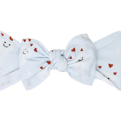 美國baby bling - 純手工極優雅細緻輕柔微彈性/毫無束縛感蝴蝶結髮帶/髮飾_印花經典款-微笑愛心
