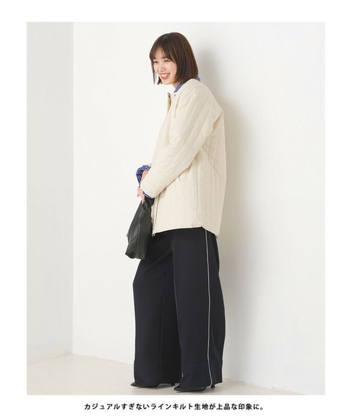 日本 OMNES - 內毛絨率性無領外套/保暖夾克-象牙白