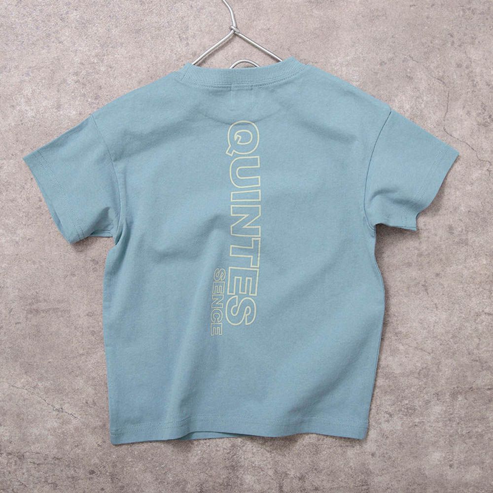 100%棉 街頭印花短袖上衣-QUINTES-水藍