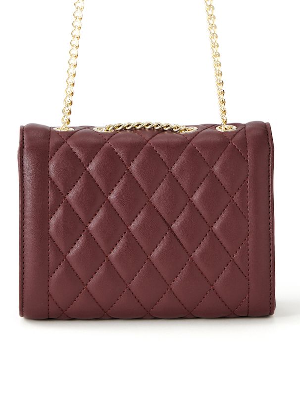 日本 GRL - 小香風菱紋金屬鏈側背小包-白 (F)