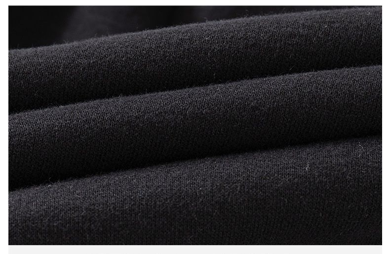 加絨腰鬆緊休閒保暖束口長褲-側邊幾何亂碼-黑色