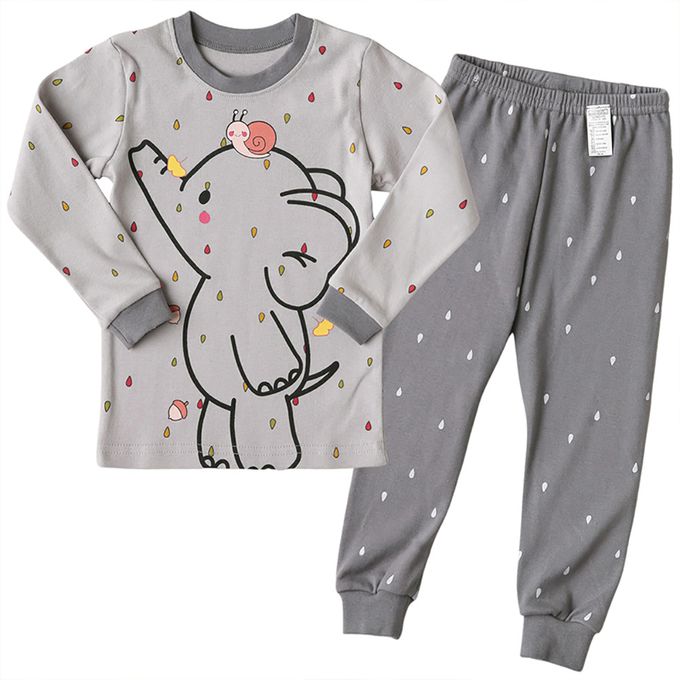正韓 Puco - 超優質嬰幼兒/兒童長袖100% 有機純棉家居服/睡衣-大象寶寶