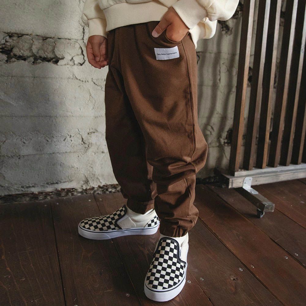 柔軟舒適百搭縮口長褲-棕