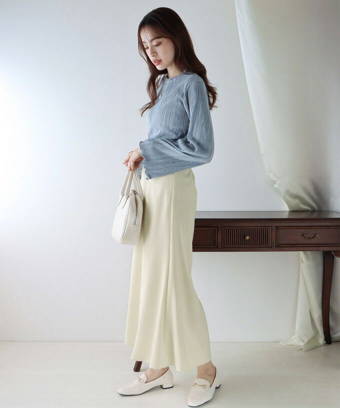 日本 BLUE EAST - 定番熱銷 甜美剪裁長裙-灰米