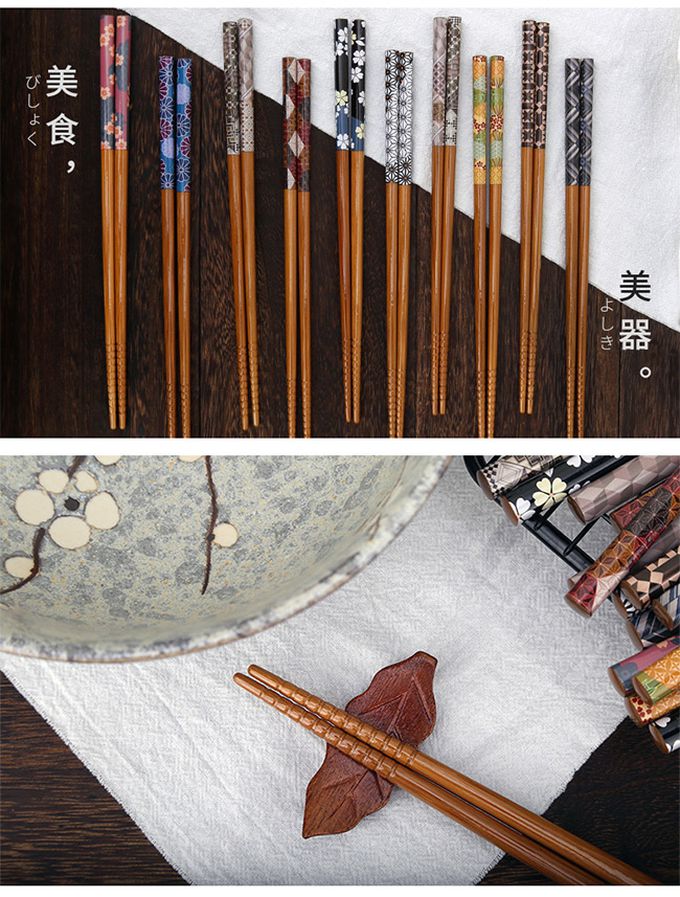 日本石田ISHIDA - 日本製日式和風尖頭天然木筷10雙(盒裝)