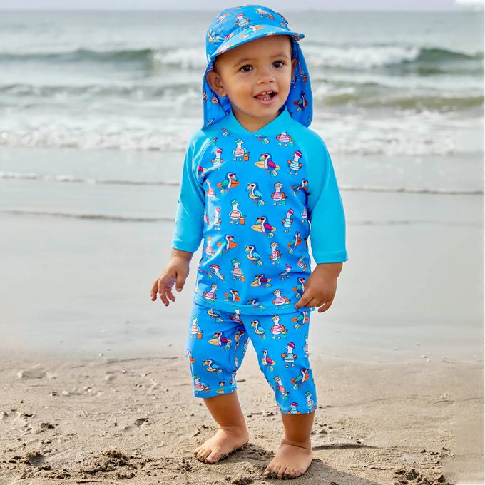 英國 JoJo Maman BeBe - 嬰幼兒/兒童兩件式防曬泳裝-海鷗家族