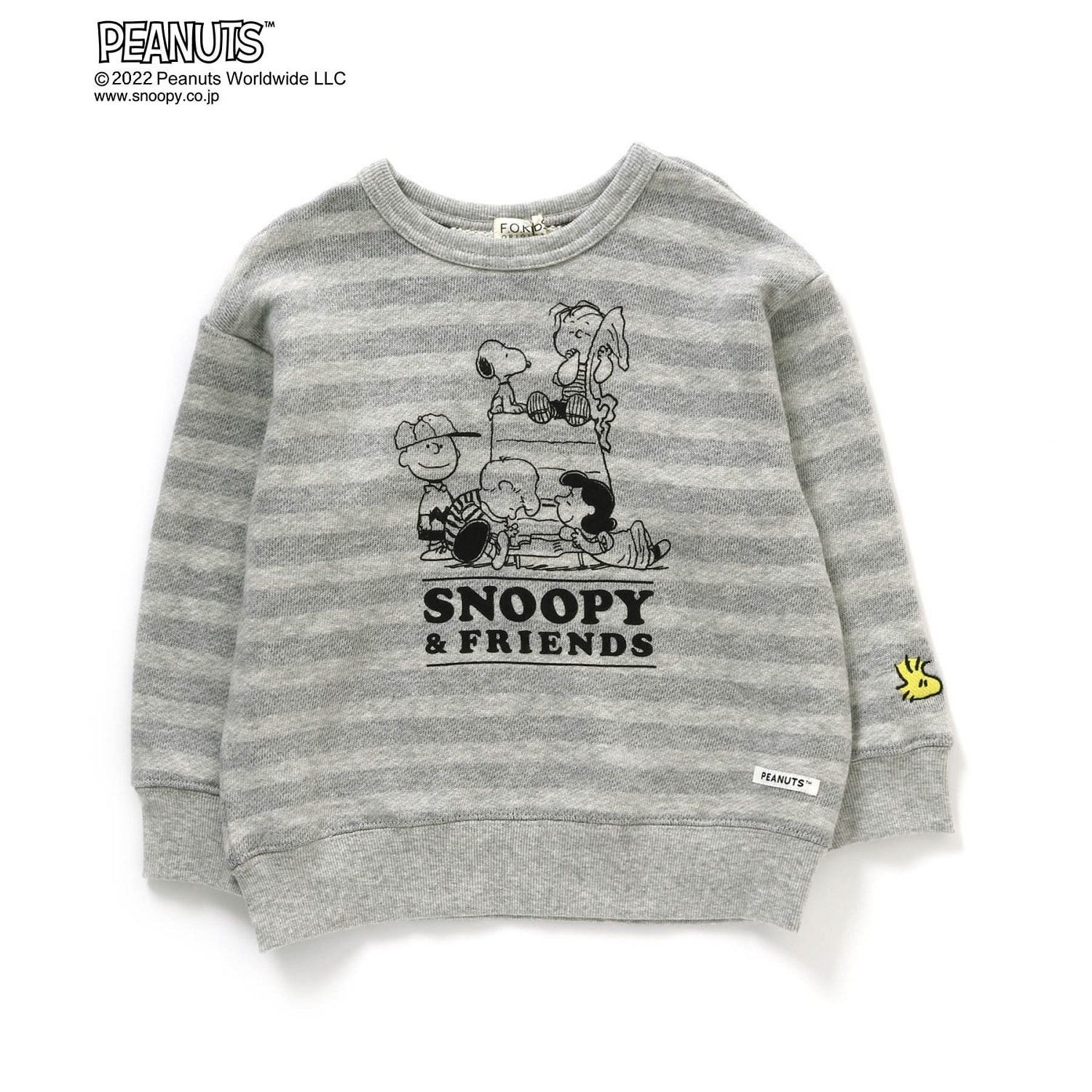 日本千趣會 - 史努比印花圓領長袖上衣-永遠的好友-條紋藍綠