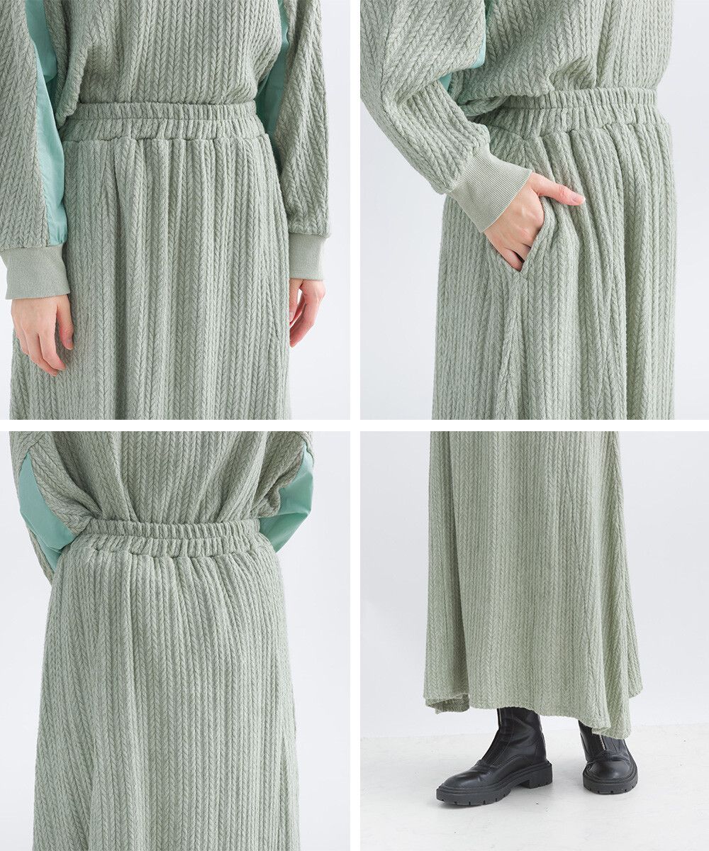 日本女裝代購 - 溫柔麻花針織不規則長裙-薰衣草