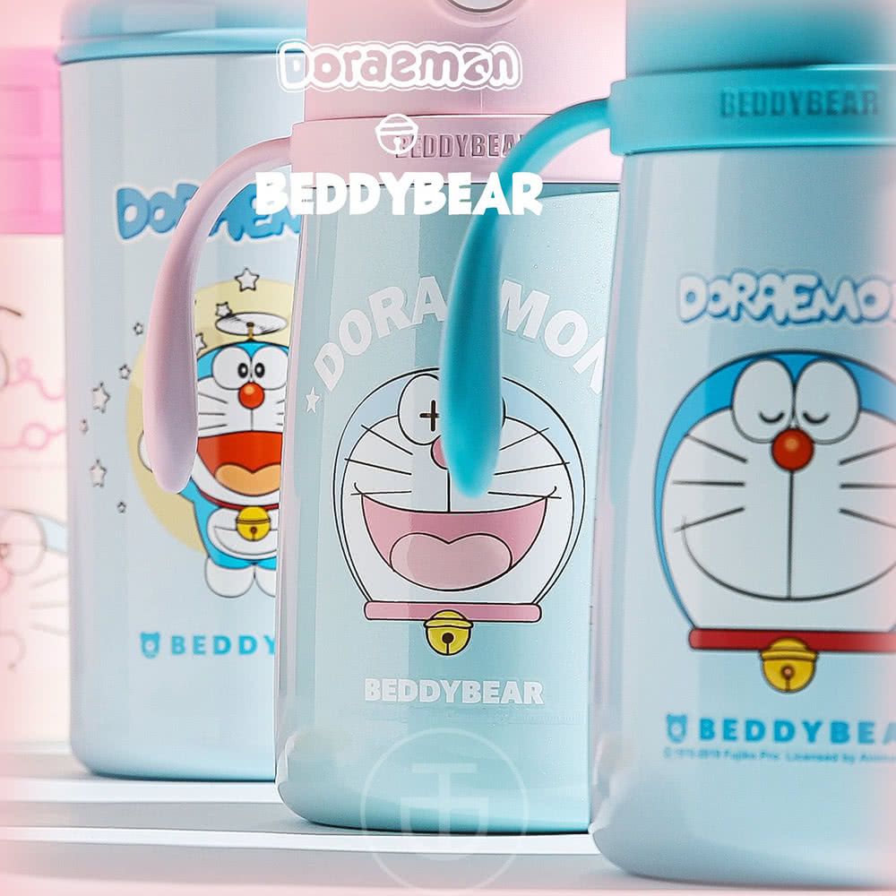 韓國 BEDDYBEAR - 杯具熊兒童寵物保溫學飲杯-哆啦A夢聯名款-粉色-320 ML
