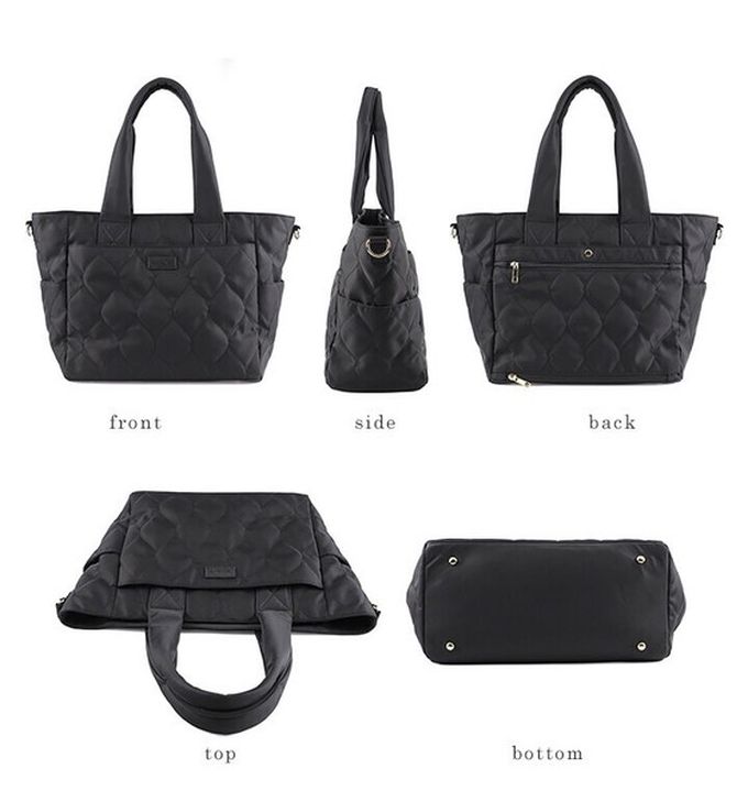 日本 LIZDAYS - 大容量12口袋絎縫防潑水媽媽包/側背包-質感灰